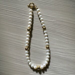 Gold Plated Beaded Pearl Necklace